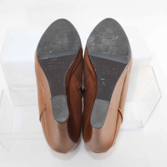 Fiorangelo $436 Sz 38 Brown Winter 100% Leather Wedge 4" Boot - Picture 6 of 12